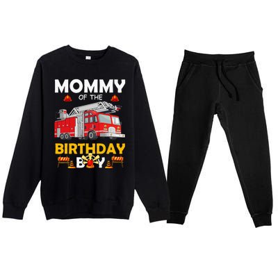 Mommy Of The Birthday Fire Truck Firefighter Party Mom Premium Crewneck Sweatsuit Set