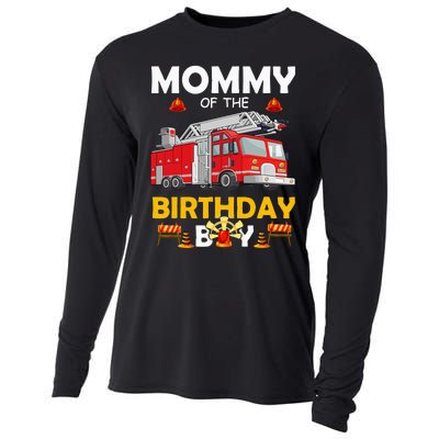 Mommy Of The Birthday Fire Truck Firefighter Party Mom Cooling Performance Long Sleeve Crew