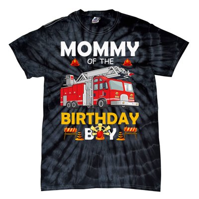 Mommy Of The Birthday Fire Truck Firefighter Party Mom Tie-Dye T-Shirt