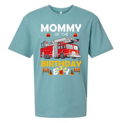 Mommy Of The Birthday Fire Truck Firefighter Party Mom Sueded Cloud Jersey T-Shirt