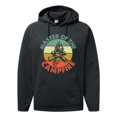 Master Of The Campfire Dad Camping Performance Fleece Hoodie