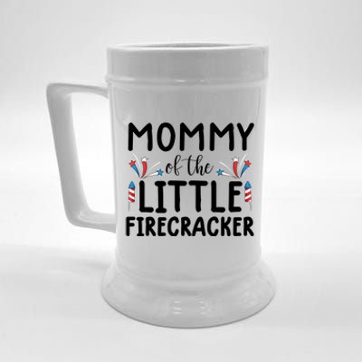 Mommy Of The Little Firecracker Gift Funny 4th Of July Tee Gift Beer Stein