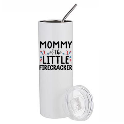 Mommy Of The Little Firecracker Gift Funny 4th Of July Tee Gift Stainless Steel Tumbler