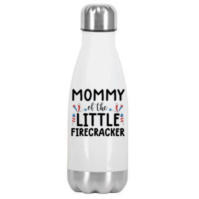 Mommy Of The Little Firecracker Gift Funny 4th Of July Tee Gift Stainless Steel Insulated Water Bottle