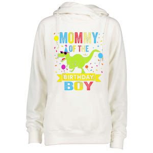 Mommy Of The Birthday TRex RAWR Dinosaur Birthday Womens Funnel Neck Pullover Hood