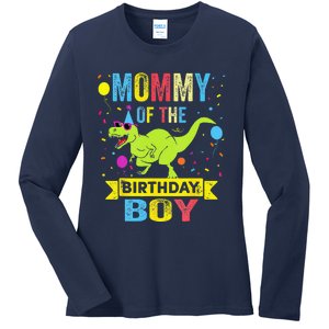 Mommy Of The Birthday TRex RAWR Dinosaur Birthday Ladies Long Sleeve Shirt