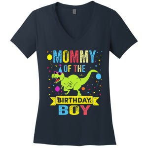 Mommy Of The Birthday TRex RAWR Dinosaur Birthday Women's V-Neck T-Shirt