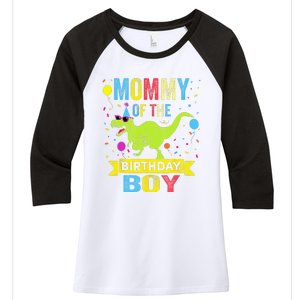 Mommy Of The Birthday TRex RAWR Dinosaur Birthday Women's Tri-Blend 3/4-Sleeve Raglan Shirt