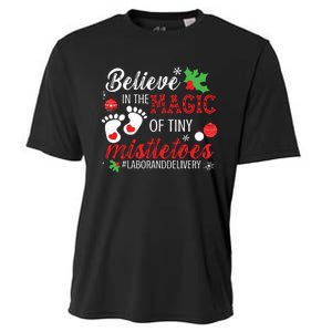 Magic Of Tiny Mistletoes Labor And Delivery Christmas Cooling Performance Crew T-Shirt