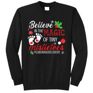 Magic Of Tiny Mistletoes Labor And Delivery Christmas Sweatshirt