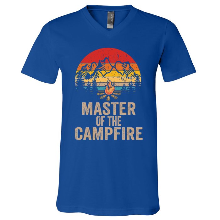 Master Of The Campfire Vintage Funny Camping Outdoor Funny Gift V-Neck T-Shirt