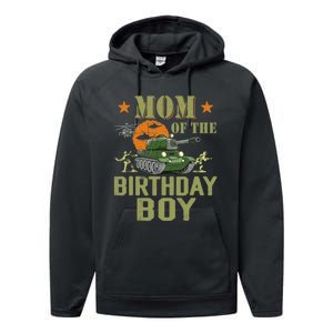 Mom Of The Birthday Boy Army Party Birthday Family Performance Fleece Hoodie