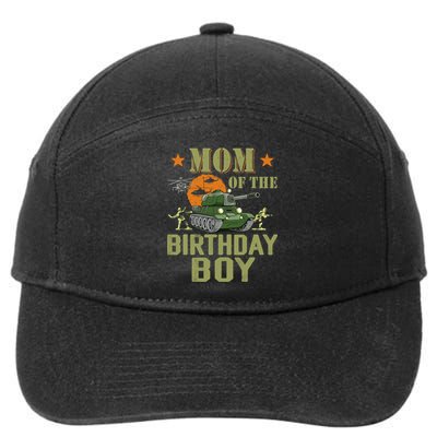 Mom Of The Birthday Boy Army Party Birthday Family 7-Panel Snapback Hat