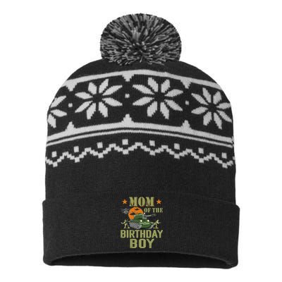 Mom Of The Birthday Boy Army Party Birthday Family USA-Made Snowflake Beanie