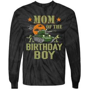 Mom Of The Birthday Boy Army Party Birthday Family Tie-Dye Long Sleeve Shirt