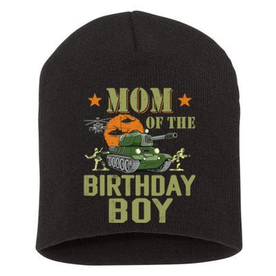 Mom Of The Birthday Boy Army Party Birthday Family Short Acrylic Beanie