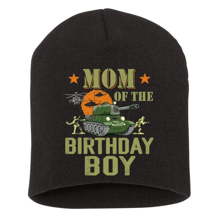 Mom Of The Birthday Boy Army Party Birthday Family Short Acrylic Beanie