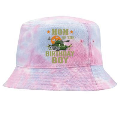 Mom Of The Birthday Boy Army Party Birthday Family Tie-Dyed Bucket Hat