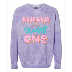 Mama of The Sweet One First Birthday Matching Family Donut Colorblast Crewneck Sweatshirt