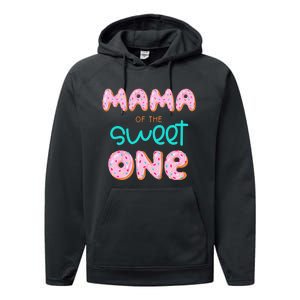 Mama of The Sweet One First Birthday Matching Family Donut Performance Fleece Hoodie