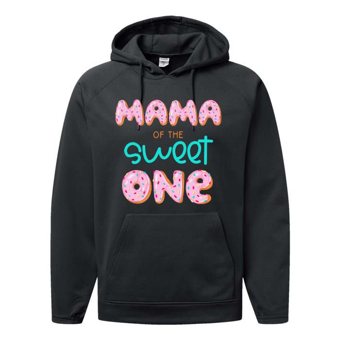 Mama of The Sweet One First Birthday Matching Family Donut Performance Fleece Hoodie