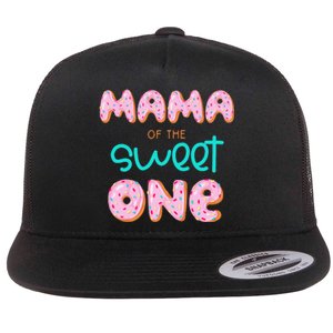 Mama of The Sweet One First Birthday Matching Family Donut Flat Bill Trucker Hat