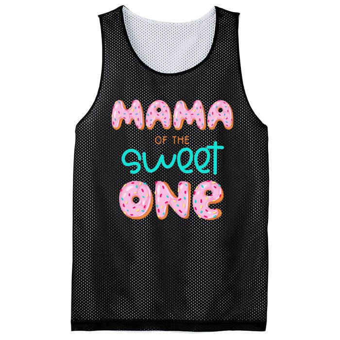 Mama of The Sweet One First Birthday Matching Family Donut Mesh Reversible Basketball Jersey Tank