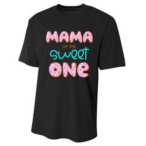 Mama of The Sweet One First Birthday Matching Family Donut Performance Sprint T-Shirt