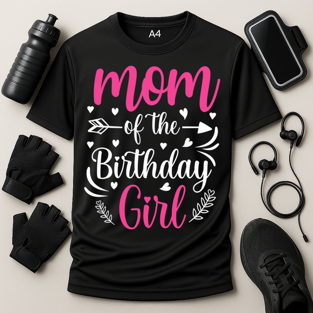 Mom Of The Birthday Girl Funny Mama Bday Party Cooling Performance Crew T-Shirt