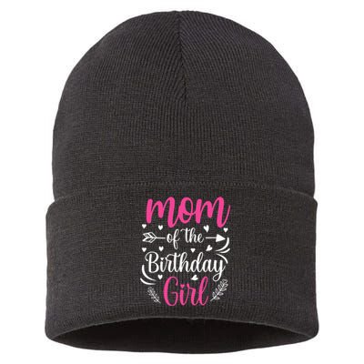 Mom Of The Birthday Girl Funny Mama Bday Party Sustainable Knit Beanie