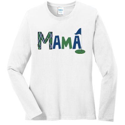 Mama Of The Birthday Boy Hole In One Golf Sport Matching Ladies Long Sleeve Shirt