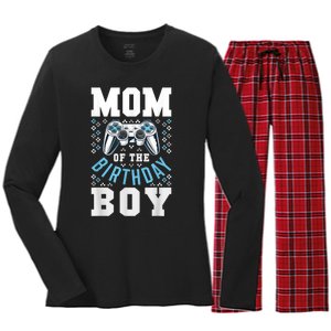 Mom Of The Birthday Boy Matching Video Gamer Birthday Party Women's Long Sleeve Flannel Pajama Set 