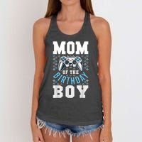 Mom Of The Birthday Boy Matching Video Gamer Birthday Party Women's Knotted Racerback Tank