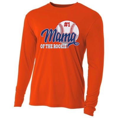 Mama Of The Rookie Baseball 1st Birthday Baseball Theme Gift Cooling Performance Long Sleeve Crew