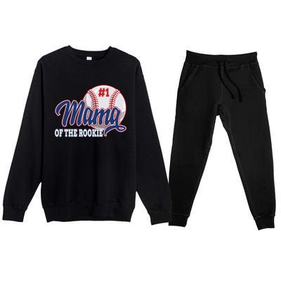 Mama Of The Rookie Baseball 1st Birthday Baseball Theme Gift Premium Crewneck Sweatsuit Set