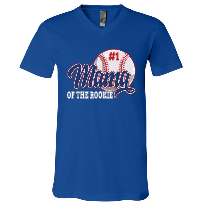 Mama Of The Rookie Baseball 1st Birthday Baseball Theme Gift V-Neck T-Shirt