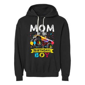 Mom Of The Birthday Boy Monster Truck Birthday Novelty Gift Garment-Dyed Fleece Hoodie