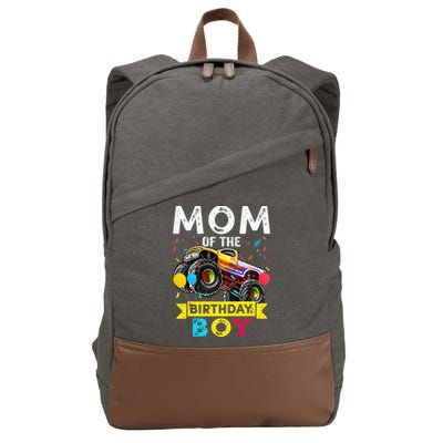 Mom Of The Birthday Boy Monster Truck Birthday Novelty Gift Cotton Canvas Backpack