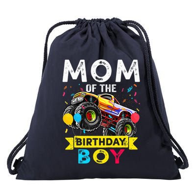 Mom Of The Birthday Boy Monster Truck Birthday Novelty Gift Drawstring Bag