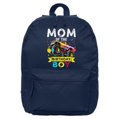 Mom Of The Birthday Boy Monster Truck Birthday Novelty Gift 16 in Basic Backpack