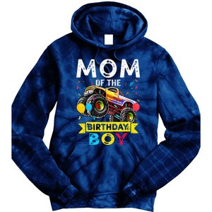 Mom Of The Birthday Boy Monster Truck Birthday Novelty Gift Tie Dye Hoodie