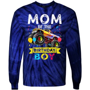 Mom Of The Birthday Boy Monster Truck Birthday Novelty Gift Tie-Dye Long Sleeve Shirt