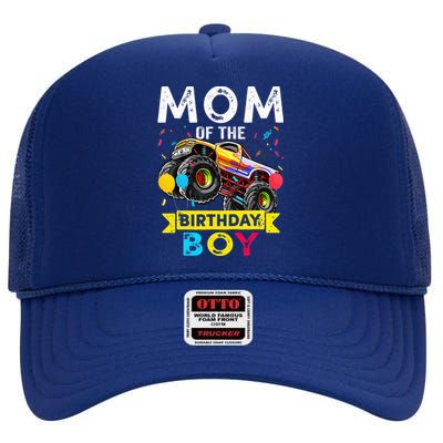 Mom Of The Birthday Boy Monster Truck Birthday Novelty Gift High Crown Mesh Back Trucker Hat