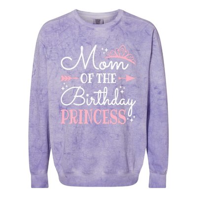 Mom Of The Birthday Princess Matching Family Mother's Day Colorblast Crewneck Sweatshirt