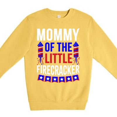 Mommy Of The Little Firecracker 4th Of July Birthday Funny Great Gift Premium Crewneck Sweatshirt