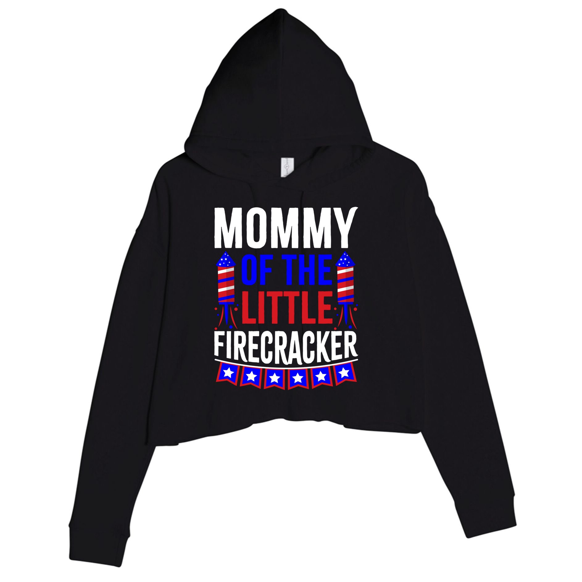 Mommy Of The Little Firecracker 4th Of July Birthday Funny Great Gift Crop Fleece Hoodie