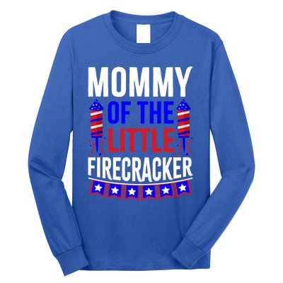 Mommy Of The Little Firecracker 4th Of July Birthday Funny Great Gift Long Sleeve Shirt