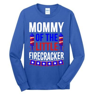 Mommy Of The Little Firecracker 4th Of July Birthday Funny Great Gift Tall Long Sleeve T-Shirt