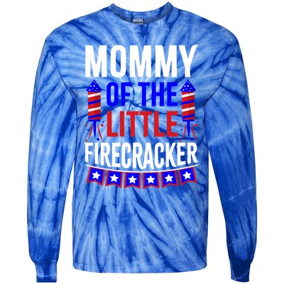 Mommy Of The Little Firecracker 4th Of July Birthday Funny Great Gift Tie-Dye Long Sleeve Shirt