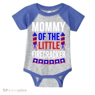 Mommy Of The Little Firecracker 4th Of July Birthday Funny Great Gift Infant Baby Jersey Bodysuit